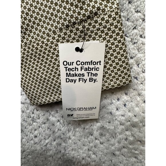 Nick Graham Mens Stretch Modern Fit Long Sleeve Button-Up Shirt M Geometric - Picture 9 of 11